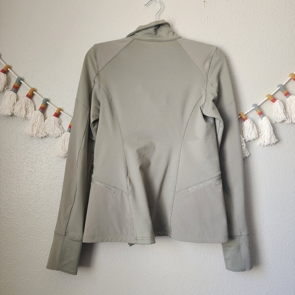 5.11 Tactical Overlay Thumb Holes Zip Up Active Wear Jacket Green Sweat Wicking - Picture 3 of 14